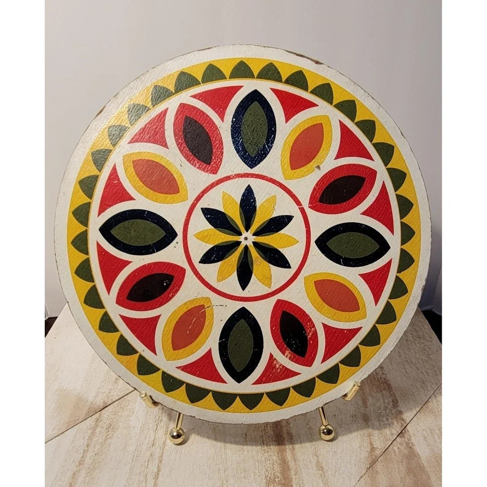 Vintage Jacob Zook PA Dutch Hex Sign Daddy Of 'Em All Folk Art Trivet Set 2